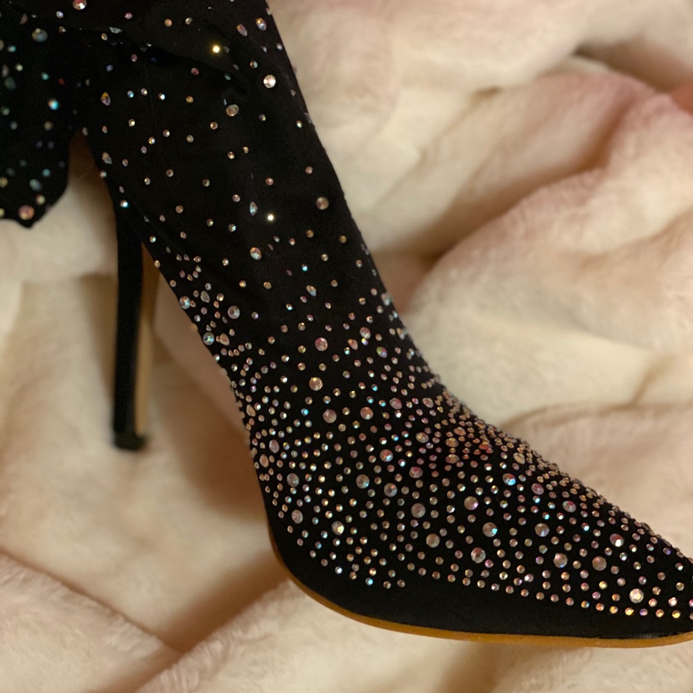 Rhinestone stocking boots